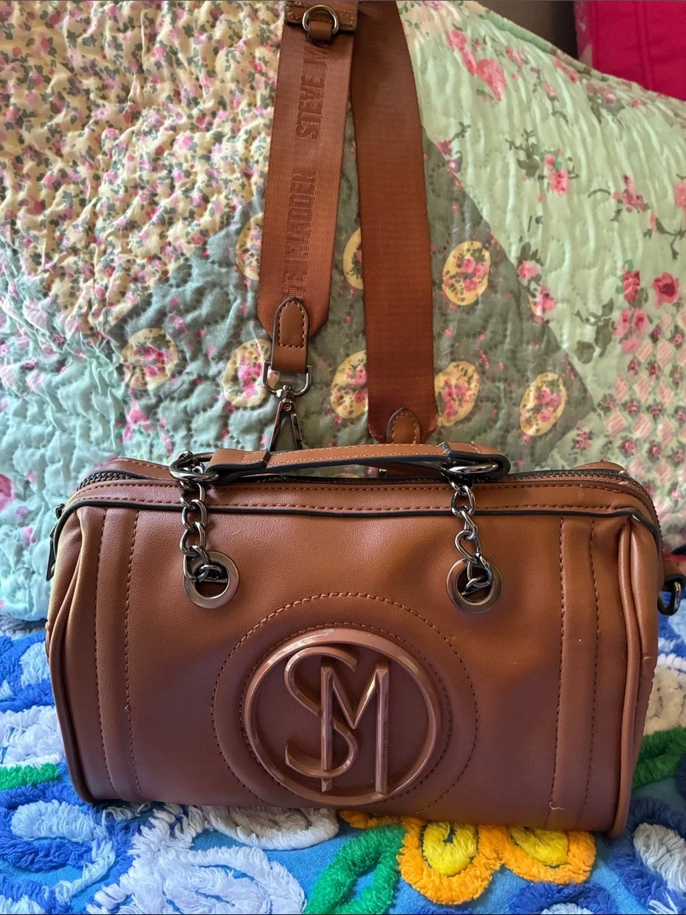 Steve Madden Small Brown Barrel Satchel - Stylish Women’s Handbag - Picture 1 of 10